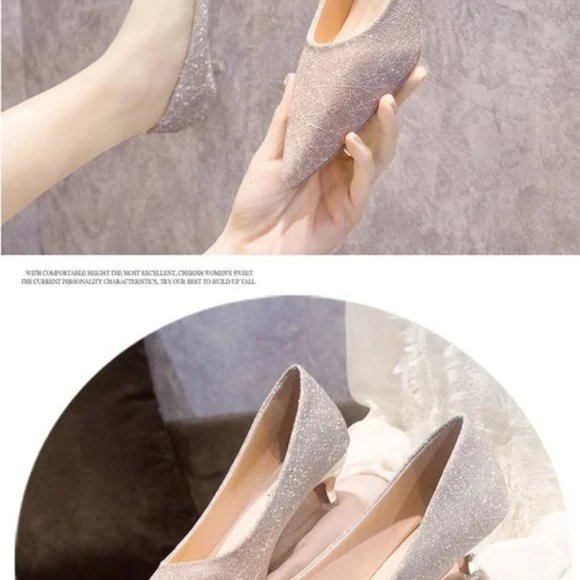 Women gradient fashion shoes wine glass mid heel - Picture 4 of 6